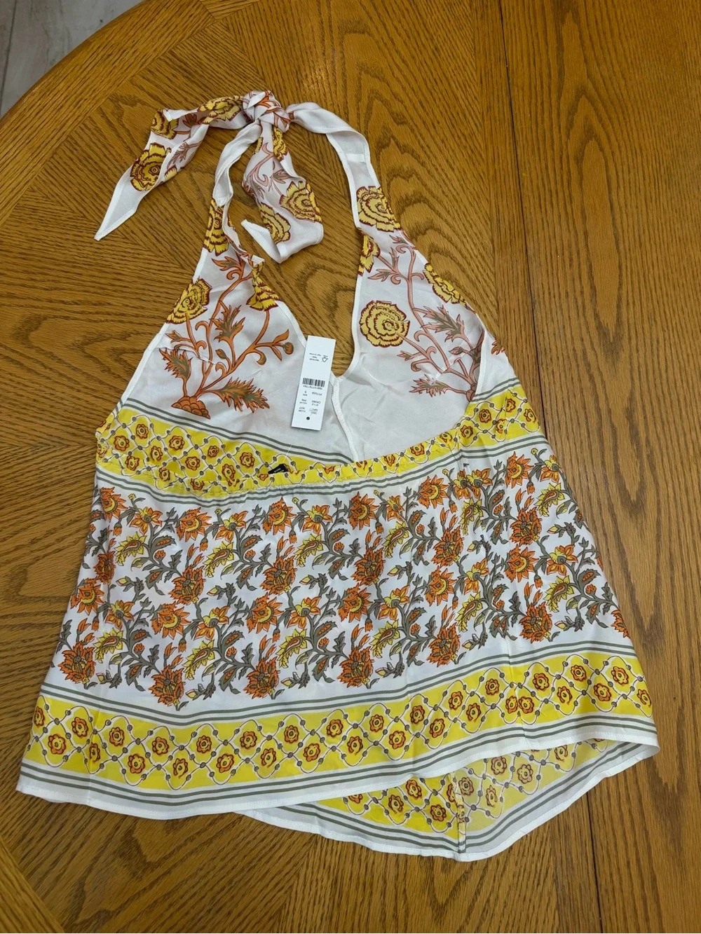 NWT J. Crew Open-back halter top in sunset rose block print